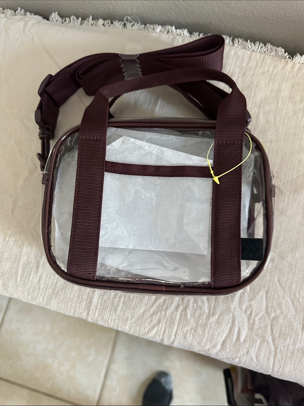 Clear Crossbody Shoulder Bag in Burgundy NWT